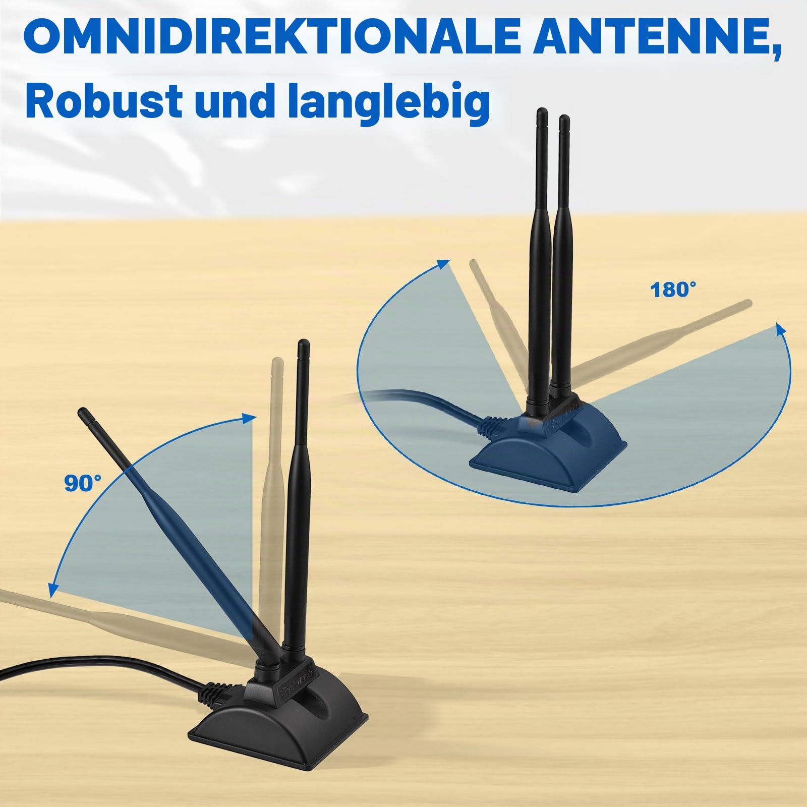 Eightwood WiFi Antenne 2.4G / 5.8G Dual Frequency Magnetic 6dBi RP-SMA Adapter 2m Verlängerungskabel für WLAN PCI WiFi Karten Wirelesse Router Bluetooth Dlink