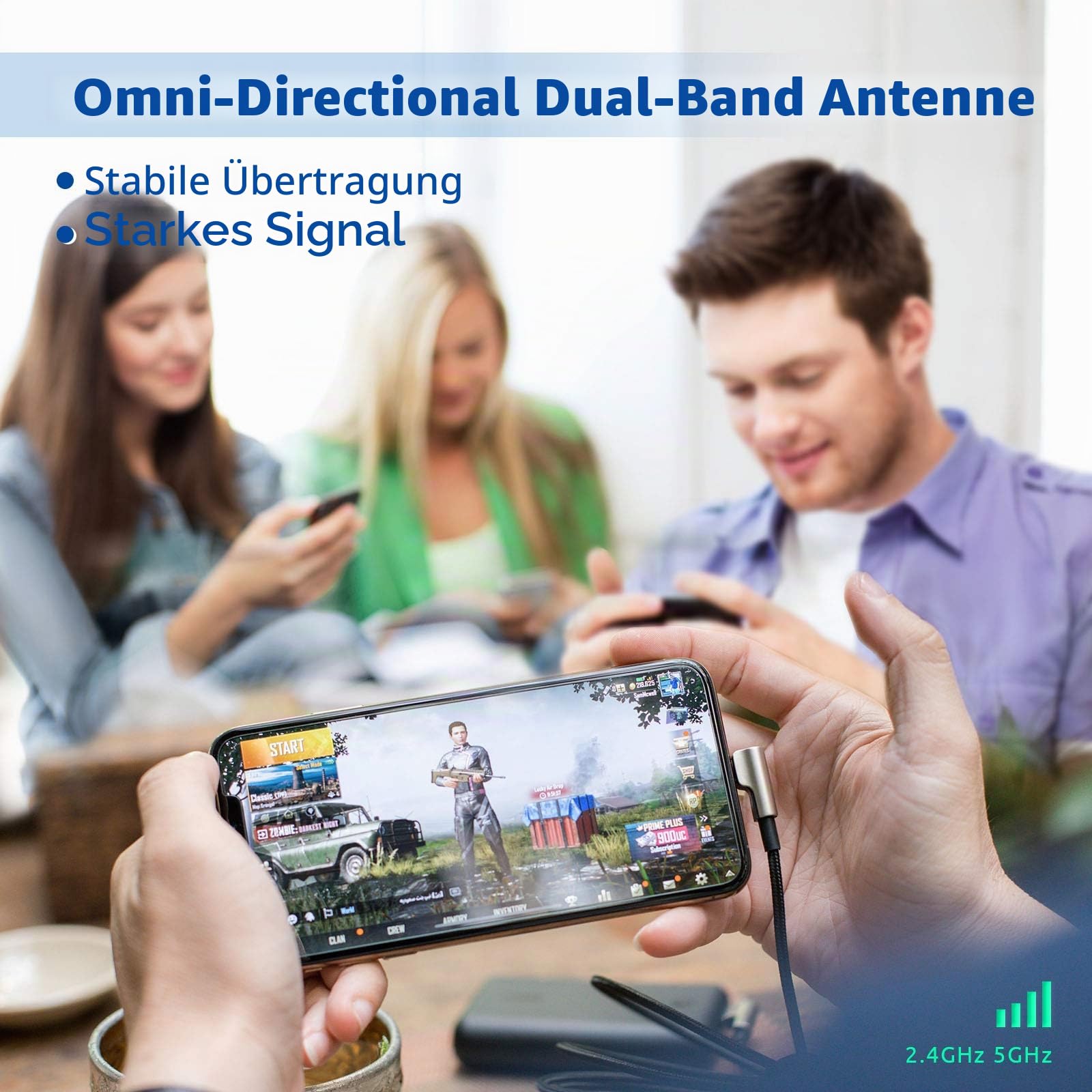 Eightwood WiFi Antenne 2.4G / 5.8G Dual Frequency Magnetic 6dBi RP-SMA Adapter 2m Verlängerungskabel für WLAN PCI WiFi Karten Wirelesse Router Bluetooth Dlink