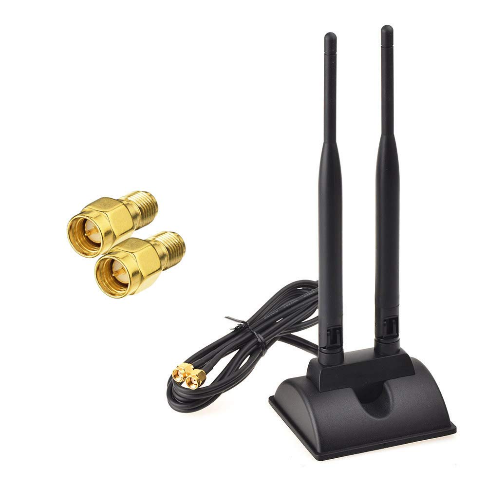 Eightwood WiFi Antenne 2.4G / 5.8G Dual Frequency Magnetic 6dBi RP-SMA Adapter 2m Verlängerungskabel für WLAN PCI WiFi Karten Wirelesse Router Bluetooth TP-Link Dlink MEHRWEG