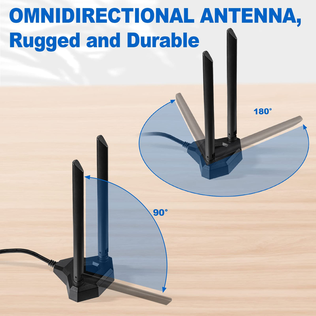 Eightwood 2.4G/5.8G Dualband WLAN Antenne für PC/Router mit Magnetfuß + 200 cm RP-SMA Verlängerungskabel - Signalverstärker für Bluetooth WLAN-Karten PCI PCIe-Karten PC Mainboard