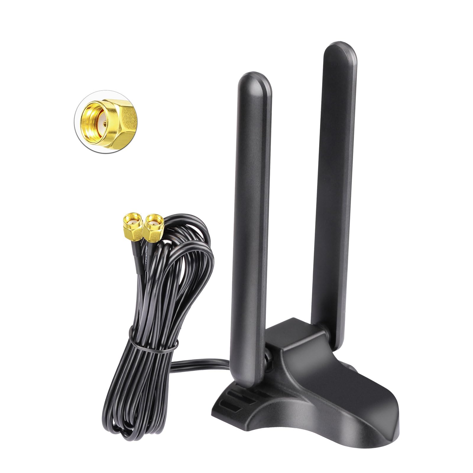 Eightwood WiFi 6E Antenne WLAN Signal Verstärker Tri-Band Magnetic Base mit RP-SMA 2M Verlängerungskabel für Wi-Fi Router Karten PCI Karte PC Bluetooth Mainboard