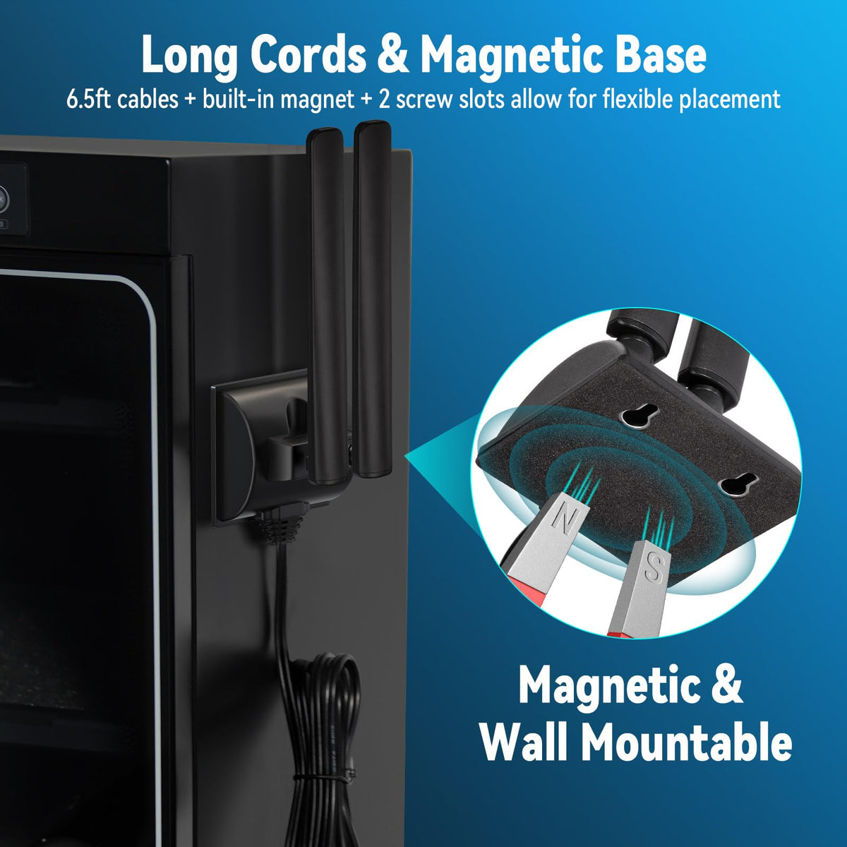 Eightwood WiFi 6E Antenne WLAN Signal Verstärker Tri-Band Magnetic Base Antenne RP-SMA mit 2M Verlängerungskabel für Wi-Fi Router WLAN Karte PCI Karte PC Bluetooth Mainboard