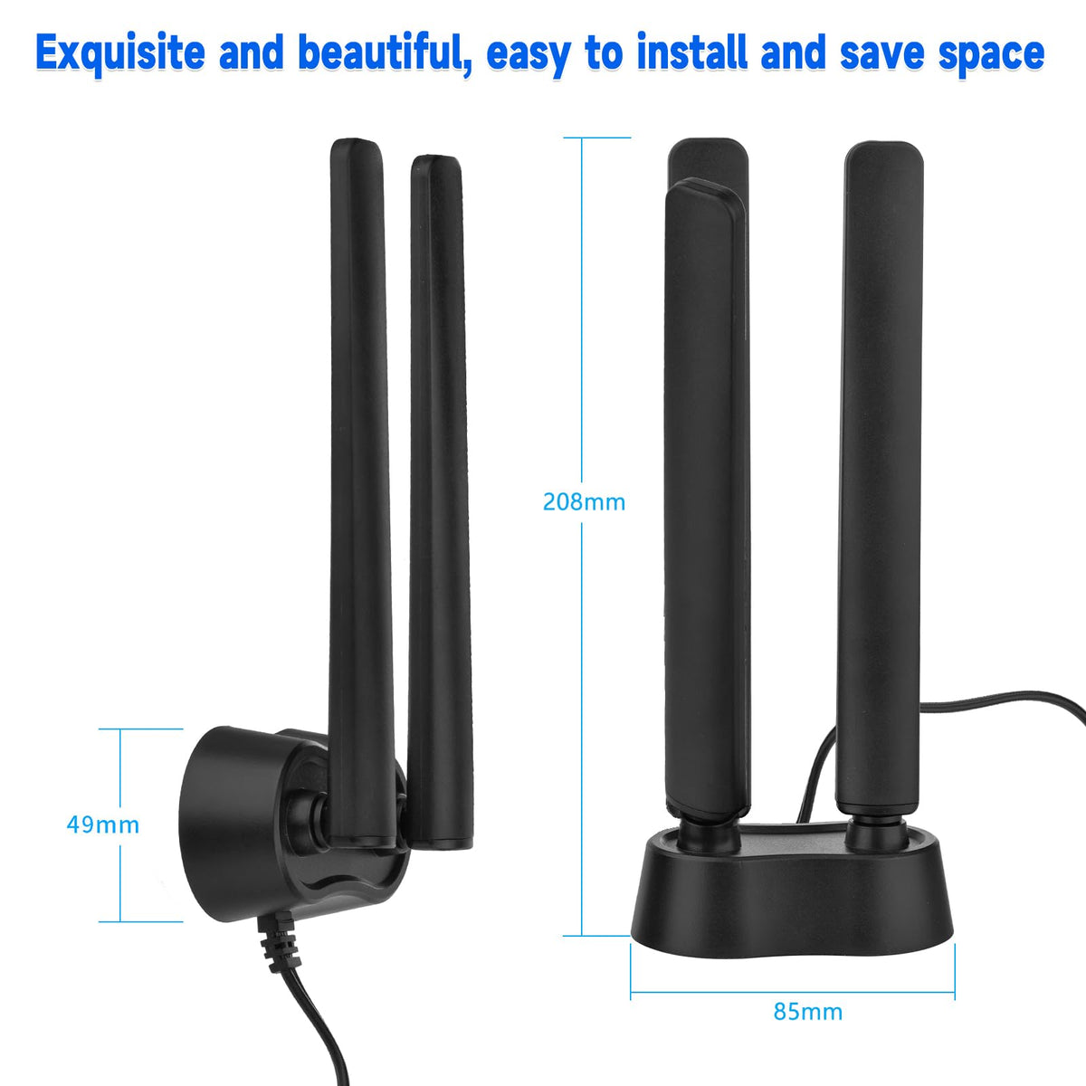 Eightwood WiFi 6E Antenne 2.4g/5g/5.8g/6g WLAN Signal Verstärker Tri-Band Magnetic Base mit RP-SMA Verlängerungskabel für Wi-Fi 5/6/6E Router PCI PCI-E Karte PC Mainboard Bluetooth