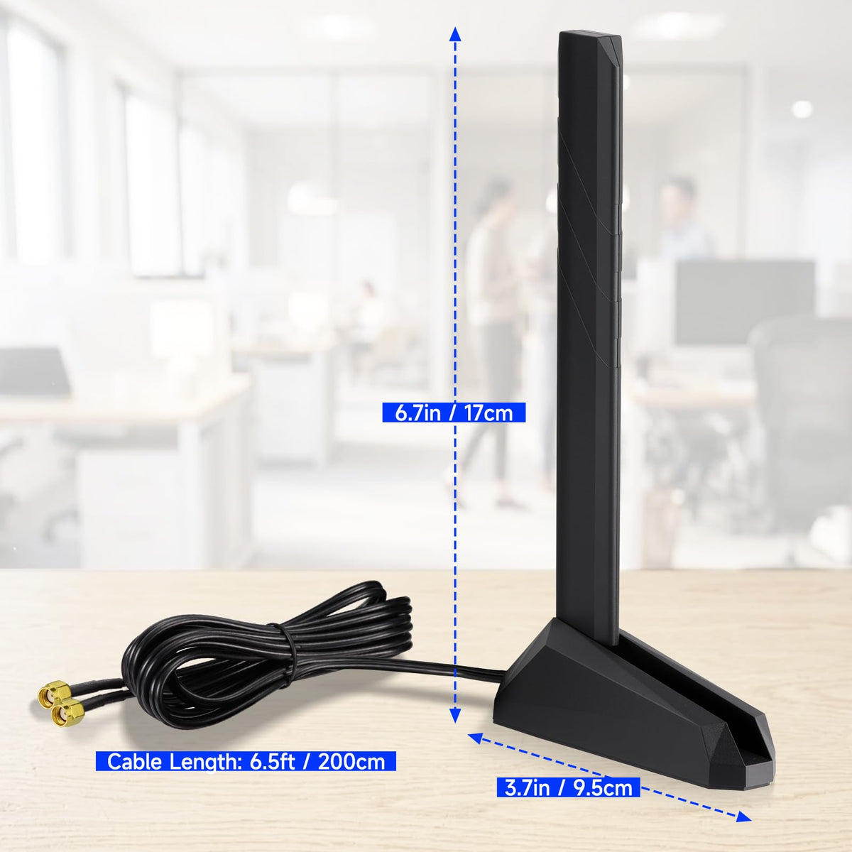 Eightwood WiFi 7 Antenne 2.4GHz 5GHz 6GHz WLAN 6E Antenne RP-SMA Tri-Band WiFi Antenna Magnetfuß mit 2M Verlängerungskabel für Bluetooth PC Mainboard WLAN Karten PCI Karte WiFi Router