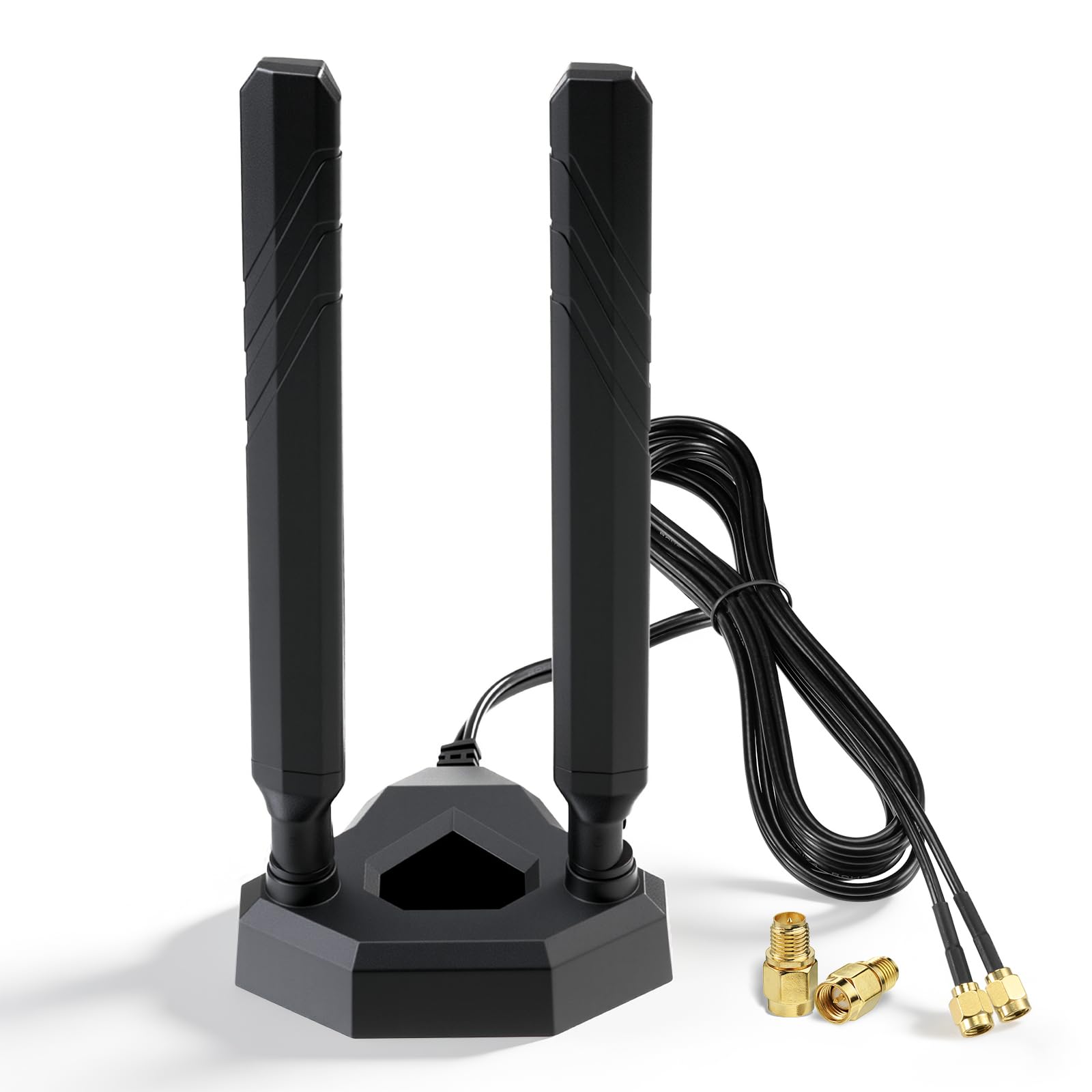 Eightwood WiFi 6E Antenne 2.4GHz 5GHz 6GHz WLAN Antenne RP-SMA Antenna + SMA Adapter Magnetfuß mit 2M Verlängerungskabel für PC Bluetooth Mainboard WLAN Karten PCI Karte WiFi Route