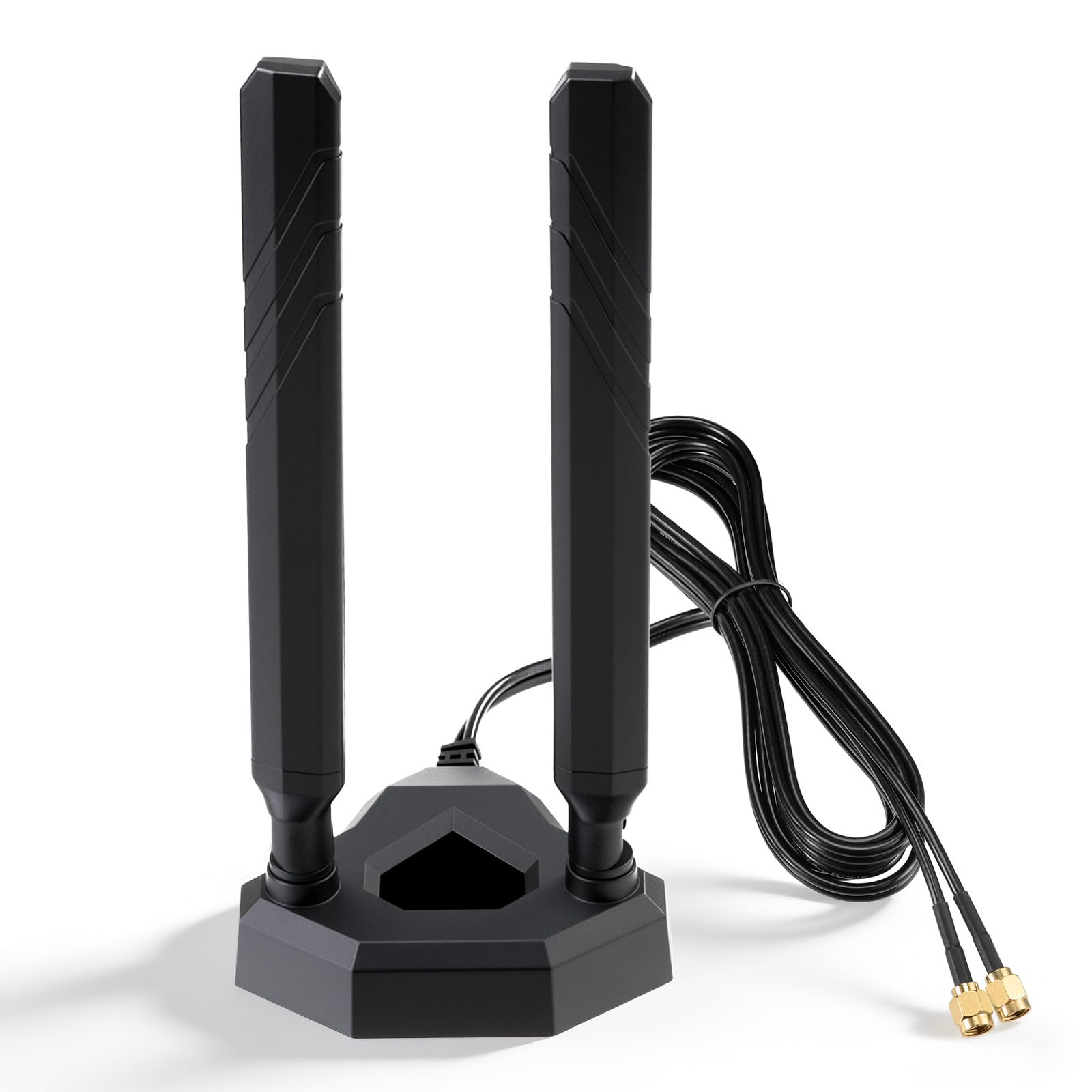 Eightwood WiFi 6E Antenne 2.4GHz 5GHz 6GHz WLAN Antenne RP-SMA Antenna Magnetfuß mit 2M Verlängerungskabel für WLAN Karten PC Mainboard PCI Karte Bluetooth WiFi Route