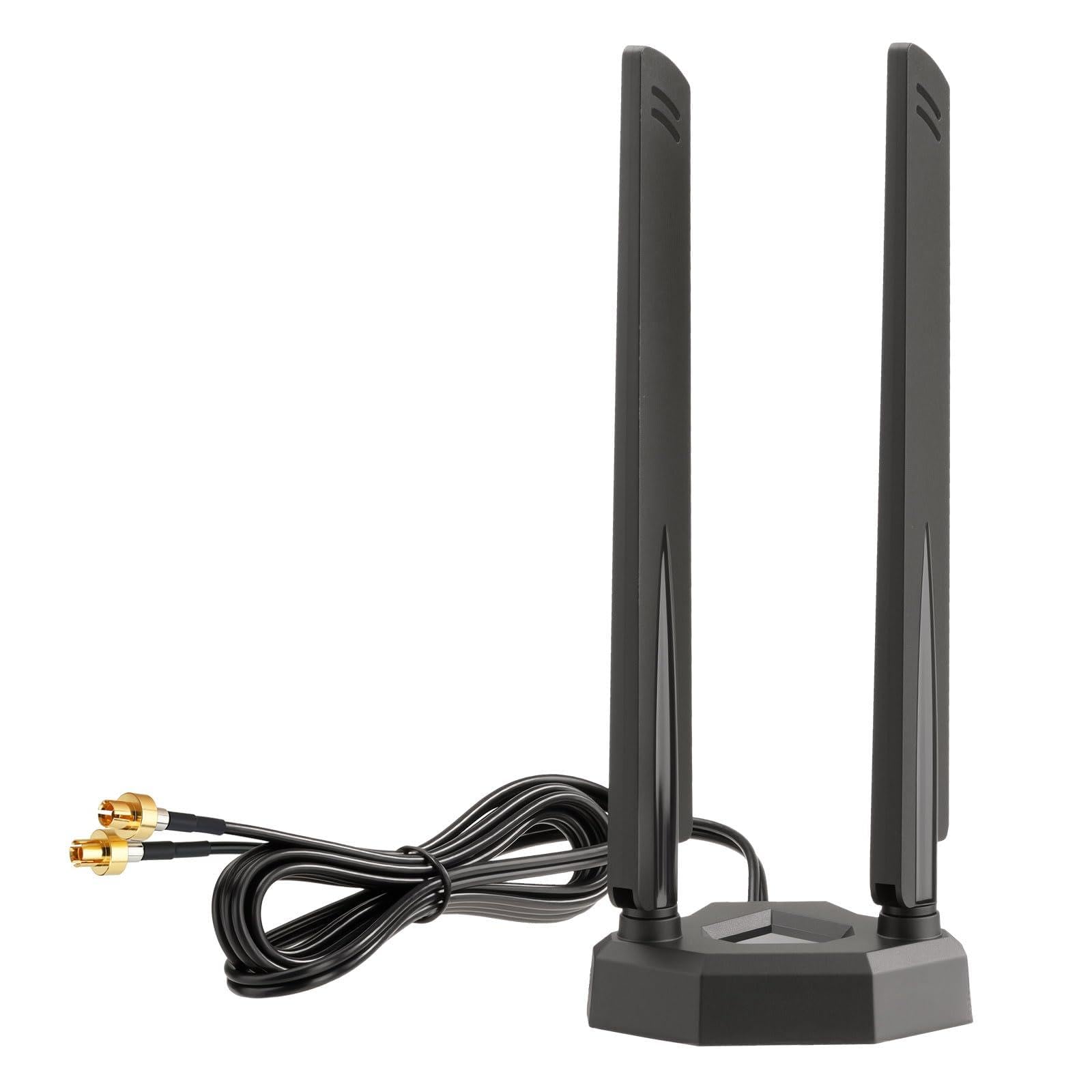 Eightwood WiFi 7 Antenne Tri-Band 2,4GHz 5GHz 6GHz WLAN Antenne PC für ASUS ROG Strix B850-E X870E-E ROG Maximus Z890 TUF Gaming B850 Z890 Gaming Mainboard ASUS WiFi 7 Router mit Magnetfuß + 2m Kabel