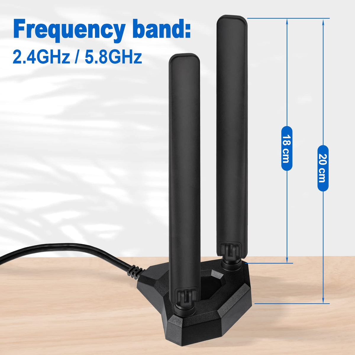 Eightwood WiFi 6E Antenne 2.4g/5g/5.8g/6g WLAN Signal Verstärker Tri-Band Magnetic Base mit RP-SMA 200 cm Verlängerungskabel für Wi-Fi Karten PCI Karte PC Router Bluetooth Mainboard