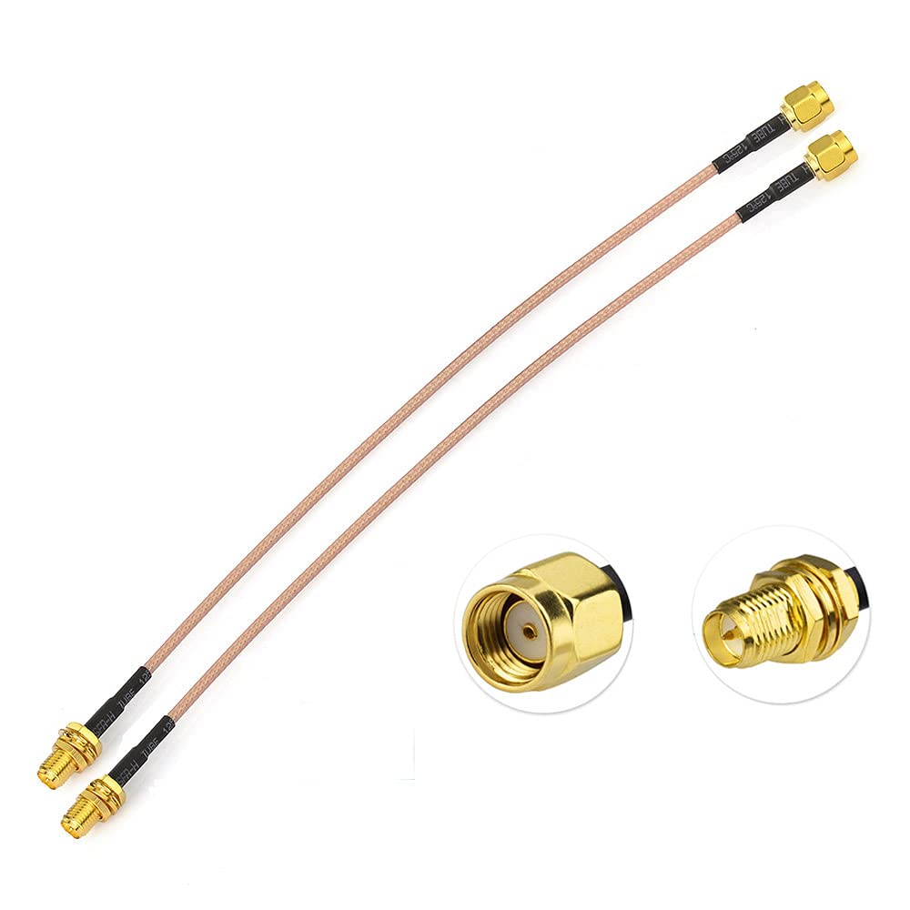 Eightwood RP SMA Kabel WiFi Antenne Kabel RP-SMA Stecker auf Buchse Verlängerungskabel 20cm 2 Stücke für Wirelesse WiFi Router Antenne AV Sender Dlink Netgear Belkin MEHRWEG