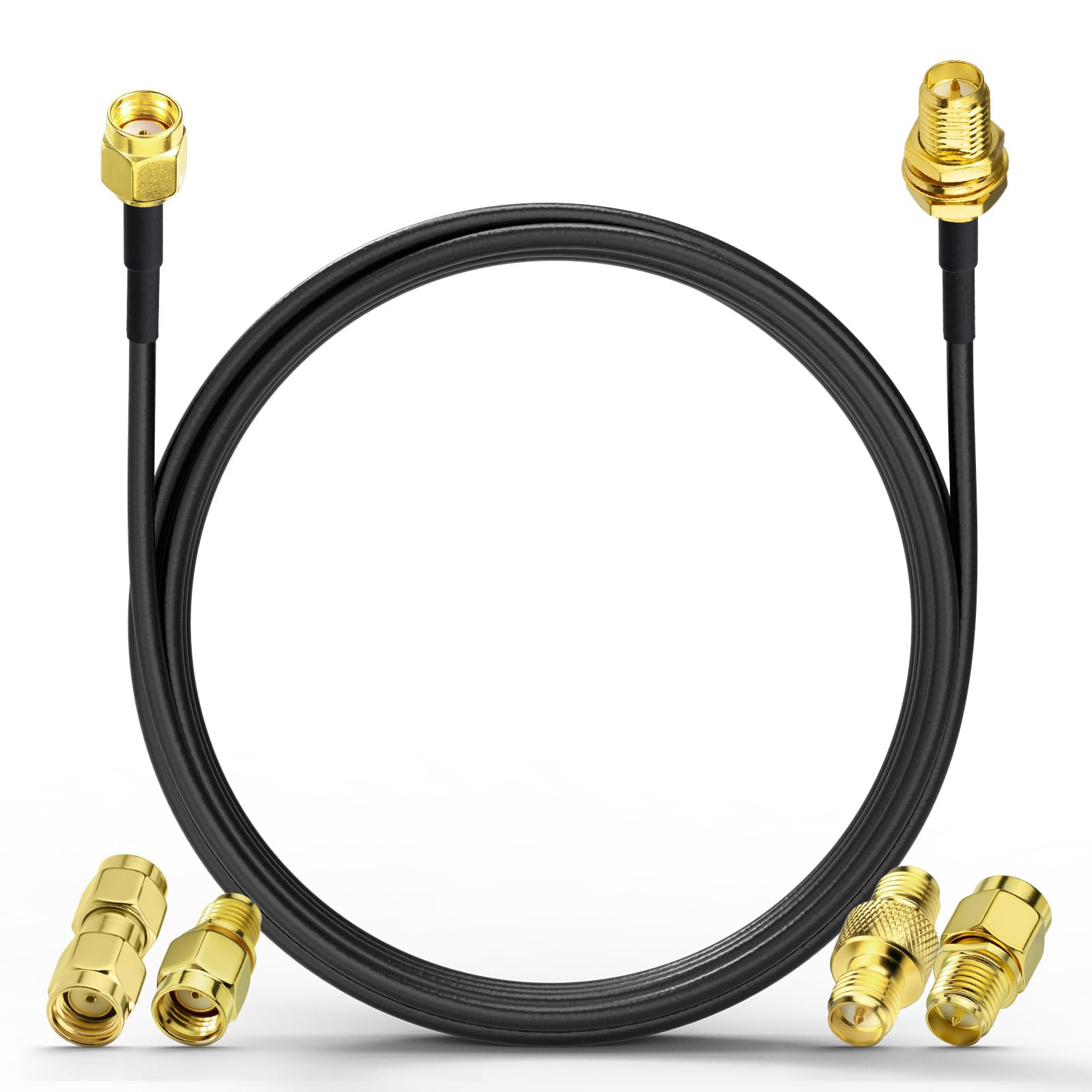 Eightwood RP-SMA Stecker auf RP-SMA Buchse Adapterkabel 5 m ALSR100 Low Loss Koaxialkabel Pigtail Kabel für WLAN Router WiFi Antenne Netzwerkkarte SDR LTE FPV Radio