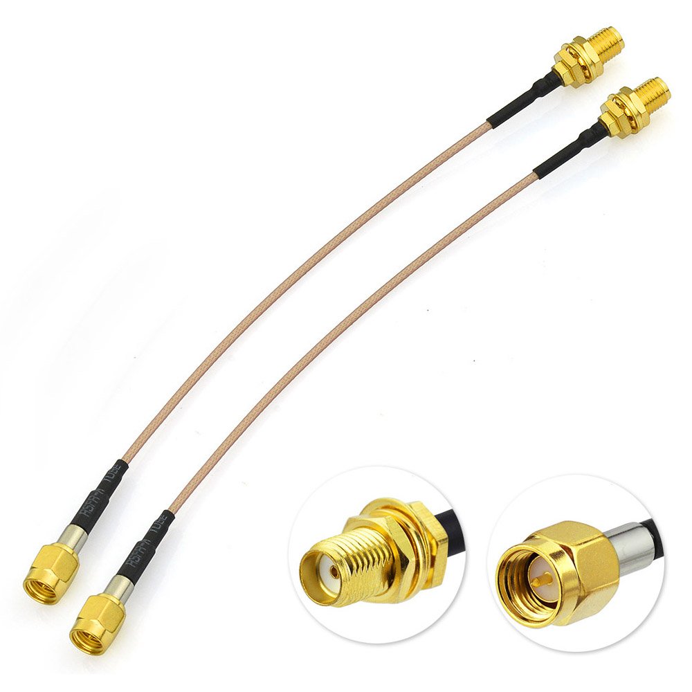 Eightwood SMA Antenne DAB+ WLAN Antenne Verlängerung SMA Buchse auf SMA Male Pigtail Kabel RG178 15cm 6inch 2 Stücke für RC FPV Multicopter TX RX Router Bluetooth WiFi Wireless Network MEHRWEG