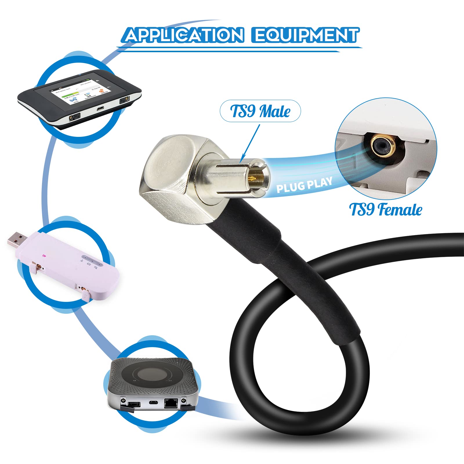 Eightwood 4G LTE Antenne Adapter SMA Adapter auf TS9 Rechter Winkel Stecker Pigtail Kabel RG174 30cm 2 Stücke für Netgear AC785 Hsdpa Huawei 2G 3G 4G LTE Antenne UMTS Mobile Broadband MEHRWEG