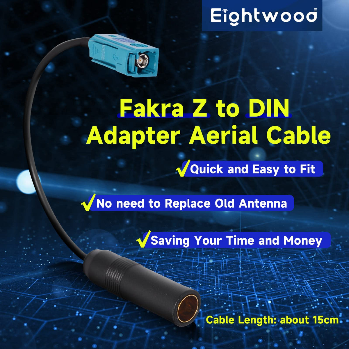 Eightwood Autoradio Antenne Kabel Fakra Z Stecker auf Motorola DIN Stecker Fakra Z Buchse auf Motorola DIN Buchse Kabel Adapter Universal Fahrzeug Konverter Connect Auto Audio Head Unit Radio Antenne