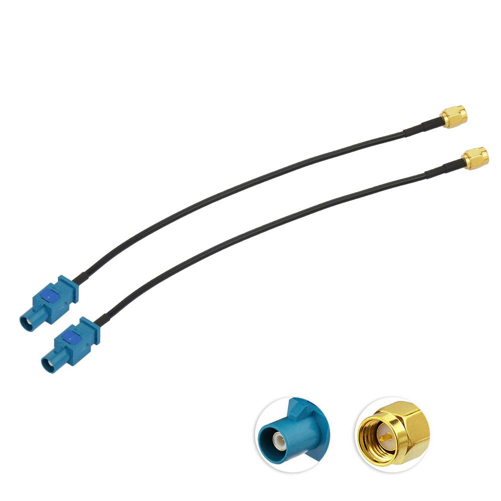 Eightwood DAB Antenne Fakra Adapter Auto Radio Fakra Z auf SMA Stecker Kabel DAB GPS Pigtail Fakra Kabel RG174 8inch 20cm 2 Stücke für Seat Skoda VW Golf MEHRWEG
