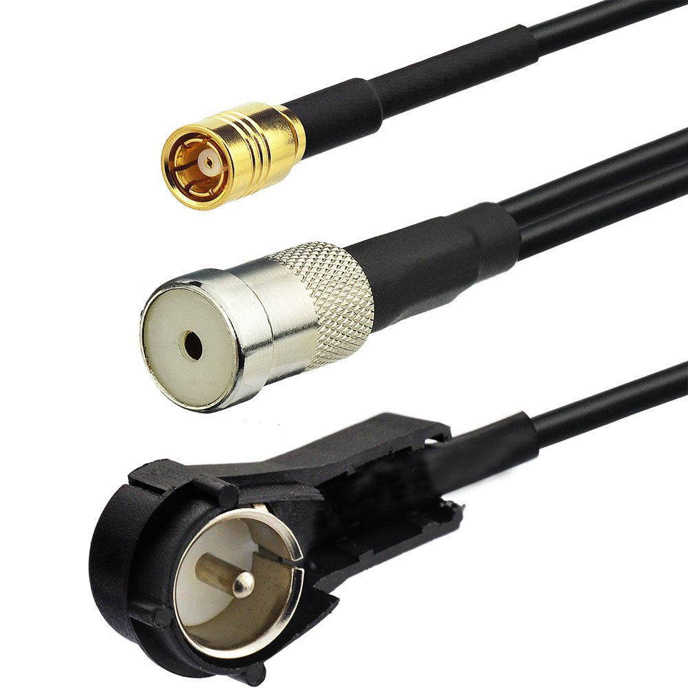 Eightwood Antenneadapter Radio Splitter Kabel Kupplung ISO Stecker auf ISO Buchse SMB Kabel RG174 12inch 30cm für AM/FM DAB Autoradio MEHRWEG