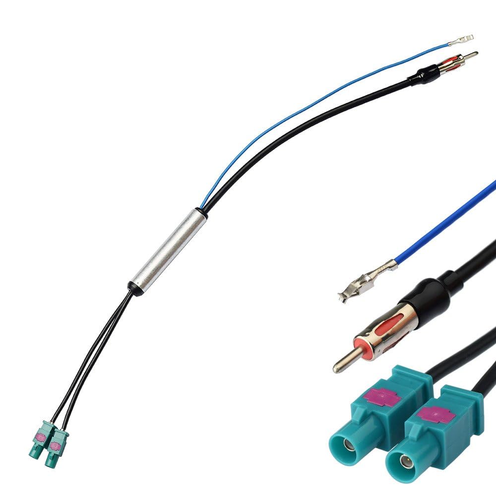 Eightwood AM/FM DAB Antenne Fakra Adapter DIN Stecker auf Dual Fakra Z Stecker DAB Splitter mit Amplifier Power Kabel 30cm für Ham Radio Blaupunkt Pioneer Clarion Alpine MEHRWEG