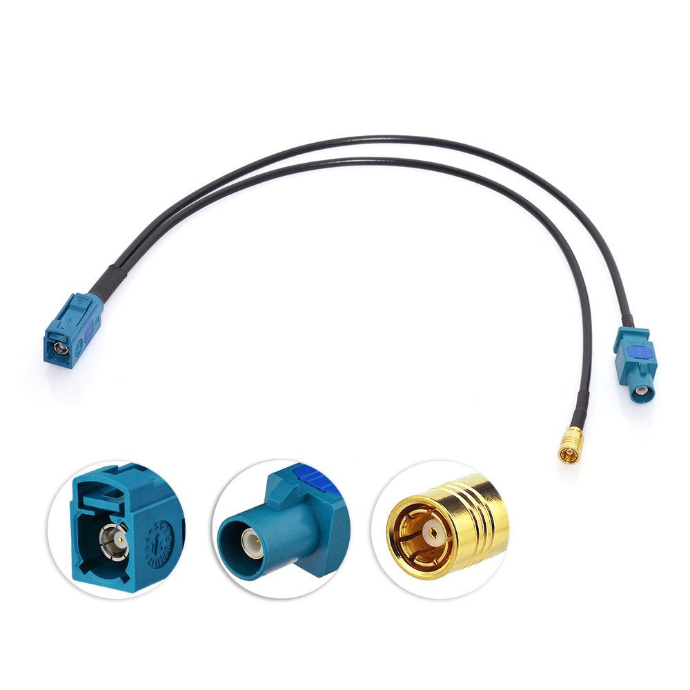 Eightwood DAB DAB+ Antenne SMB Autoradio Antennensplitter Fakra Z Stecker auf Fakra Z Buchse Pigtail Kabel RG174 12inch 30cm für Digitalradio Empfang Blaupunkt Beat TechniSat MEHRWEG