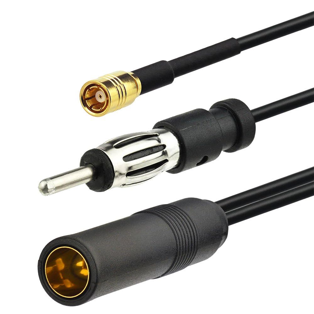 Eightwood Antenneadapter SMB Kabel auf Din Buchse auf Din Stecker(2din) Splitter Kabel RG174 30cm für AM/FM DAB Autoradio MEHRWEG