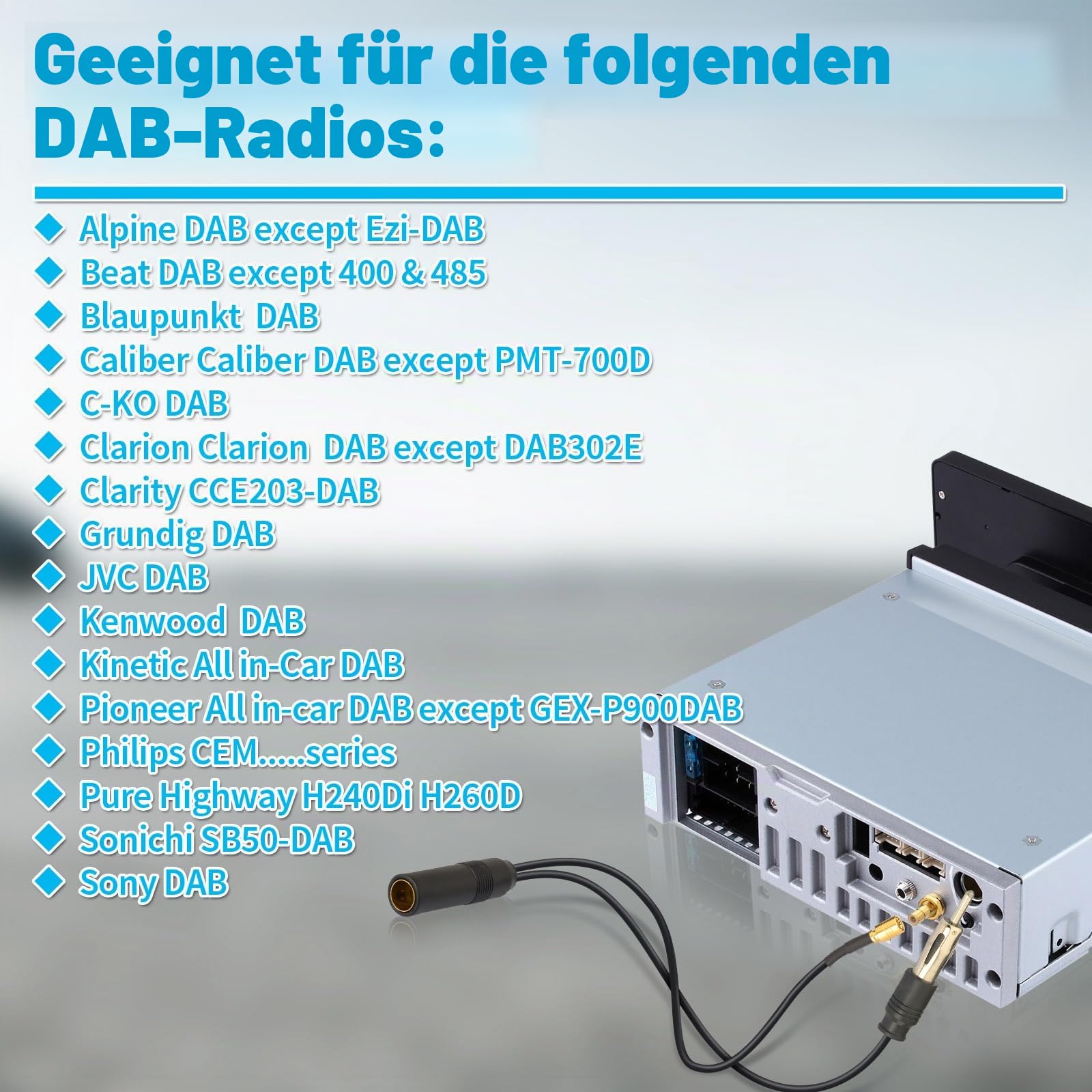Eightwood Antenneadapter SMB Kabel auf Din Buchse auf Din Stecker(2din) Splitter Kabel RG174 30cm für AM/FM DAB Autoradio MEHRWEG