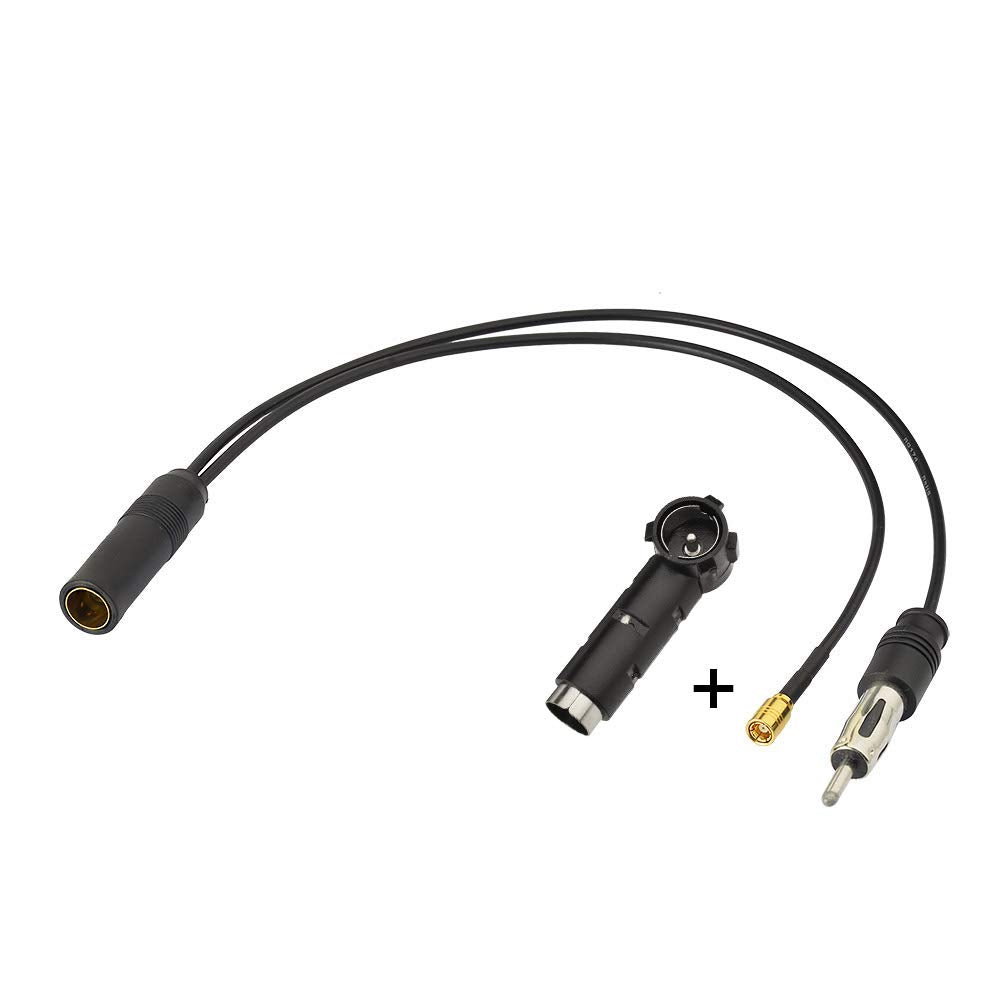 Eightwood Antenneadapter SMB Kabel Din Buchse auf Din Stecker(2din) auf SMB Stecker mit DIN-ISO Adapter RG174 30cm für AM/FM DAB Autoradio MEHRWEG