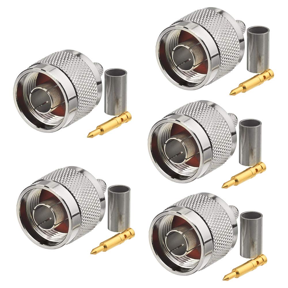Eightwood N Stecker N Adapter Straight Crimp N Connector 5 Stücke für WLAN Antennekabel LMR195 RG58 RG400 RG142 4G DTV Industrieller 4G-Router WiFi Router MEHRWEG