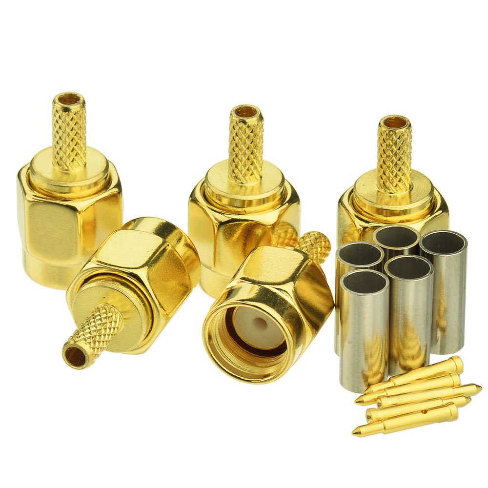 Eightwood SMA Crimp Set SMA Stecker SMA Buchse Crimp Stecker Set SMA Stecker Einbaubuchse 10 Stück für RG316 RG174 RG188 LMR100 verlustarmes Koaxialkabel Pigtail