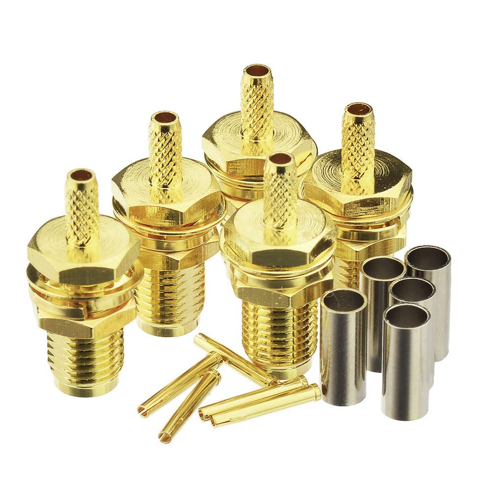 Eightwood SMA Crimp Set SMA Stecker SMA Buchse Crimp Stecker Set SMA Stecker Einbaubuchse 10 Stück für RG316 RG174 RG188 LMR100 verlustarmes Koaxialkabel Pigtail