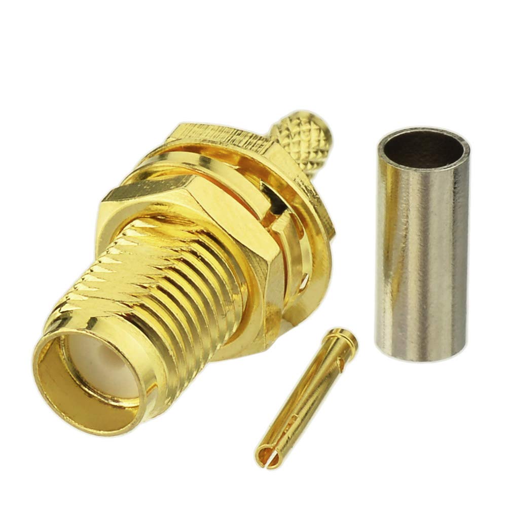 Eightwood SMA Crimp Set SMA Stecker SMA Buchse Crimp Stecker Set SMA Stecker Einbaubuchse 10 Stück für RG316 RG174 RG188 LMR100 verlustarmes Koaxialkabel Pigtail