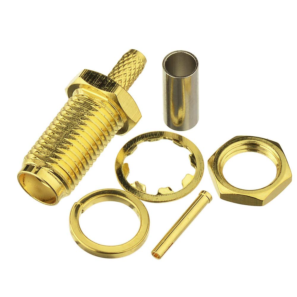 Eightwood SMA Crimp Set SMA Stecker SMA Buchse Crimp Stecker Set SMA Stecker Einbaubuchse 10 Stück für RG316 RG174 RG188 LMR100 verlustarmes Koaxialkabel Pigtail