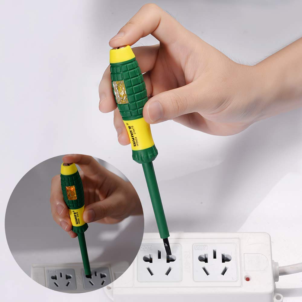 Eightwood Mains Tester Schraubendreher Elektrischer Schraubendreher Tester 220V Elektrischer Stift Tester 220V Spannungs Schraubendreher Tester-Stift mit Leistungsdetektor-Sonde MEHRWEG