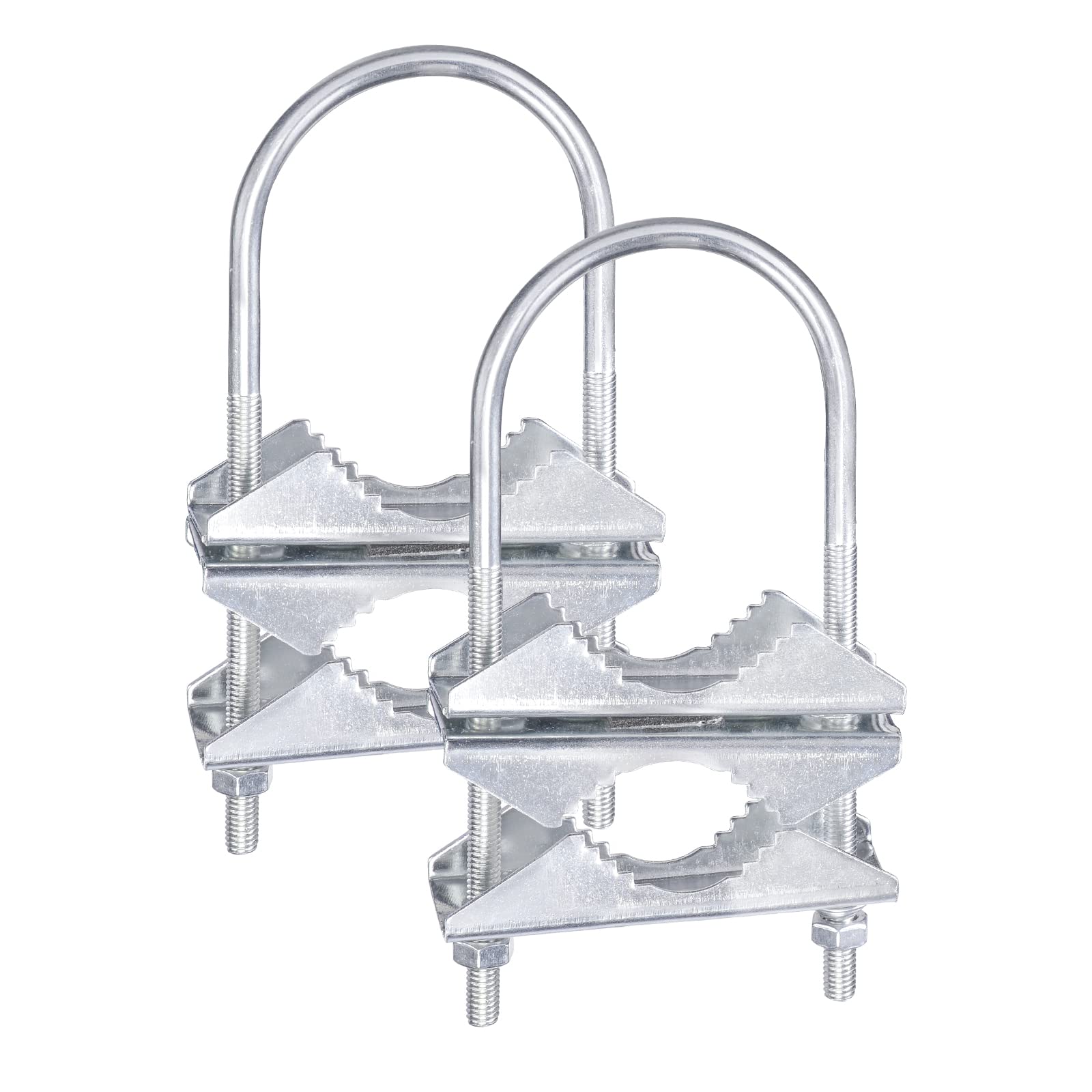 Eightwood V Jaw Block Doppelantennen-Mast-zu-Mast-Klemme (2 Satz) U-Bolzen Anti-Rost-Finish für TV-CB-Amateurantennen-Rohrhalterung