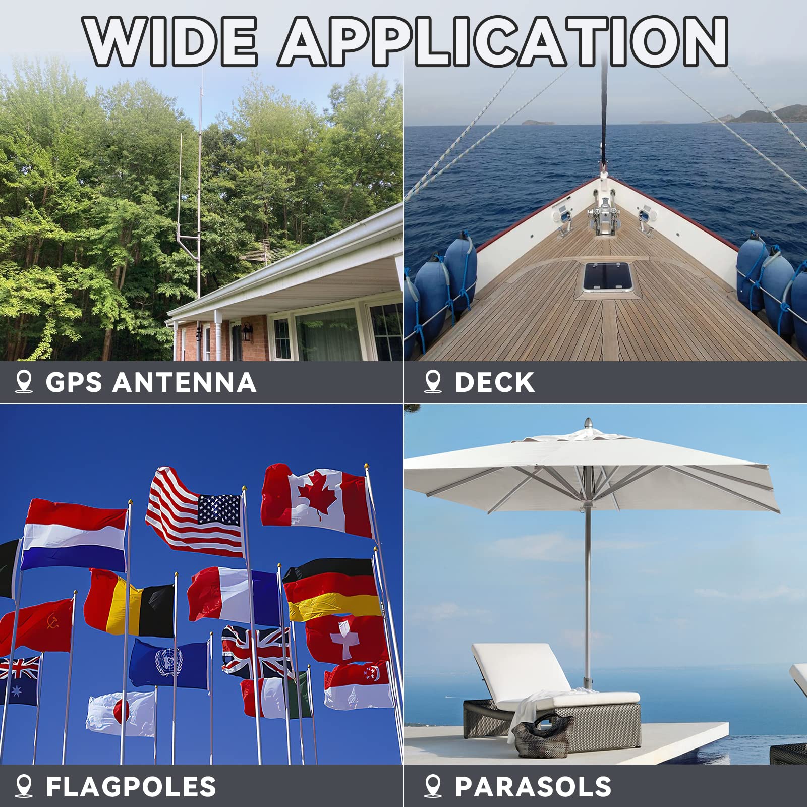 Eightwood T-förmige Doppel-Loch Antenne Halterung Antennenständer Edelstahl Extra Heavy Duty Antenne Montage Halterung Set für Outdoor Wireless WiFi Antenna Lora 4G Antenna Access Point