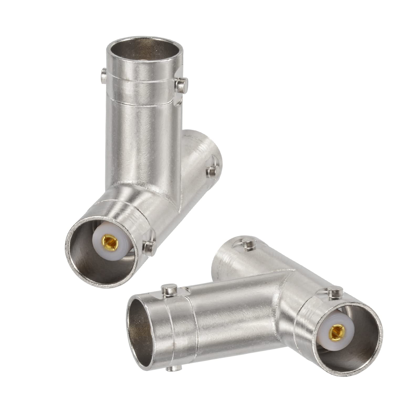 Eightwood BNC Tee Adapter BNC Female to Dual Female Video Splitter, 2-Pack | 3 Way BNC Female Connector for CCTV DVR Camera, Antenna