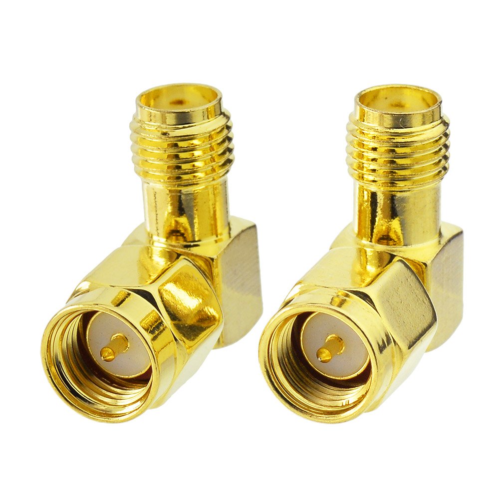 Eightwood SMA Male to Female Right Angle FPV Antenna Adapter 90 Degree Elbow Connector 2pcs for FPV Goggle, Backup Camera, Two-Way Radio Antenna, Amateur Radio Transceiver, 4G LTE Antenna
