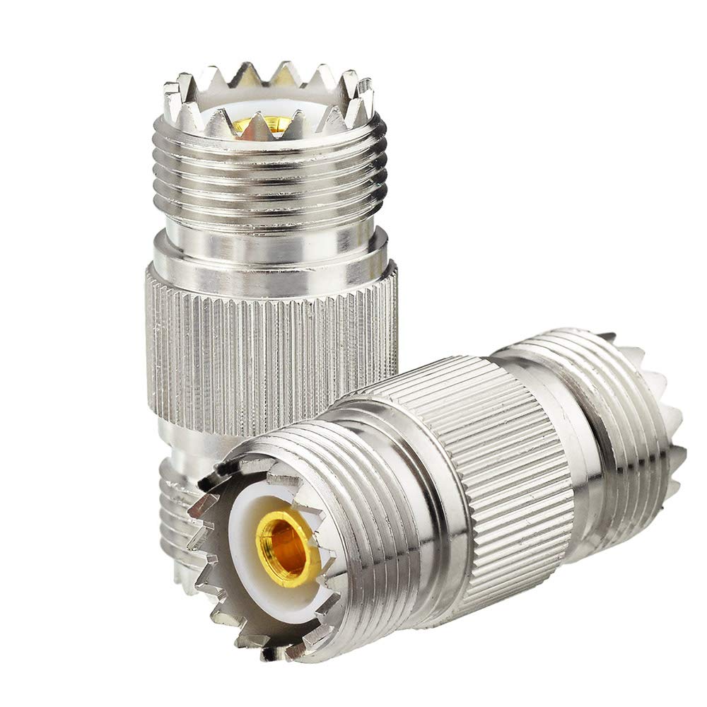 Eightwood SO239 to SO239 Coax Connector Adapter 2-Pack | UHF Female to Female Coupler for CB Ham Radio, Coax Cable, Antenna