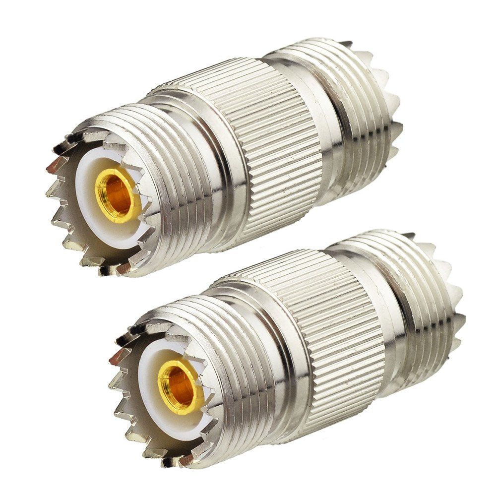 Eightwood SO239 to SO239 Coax Connector Adapter 2-Pack | UHF Female to Female Coupler for CB Ham Radio, Coax Cable, Antenna