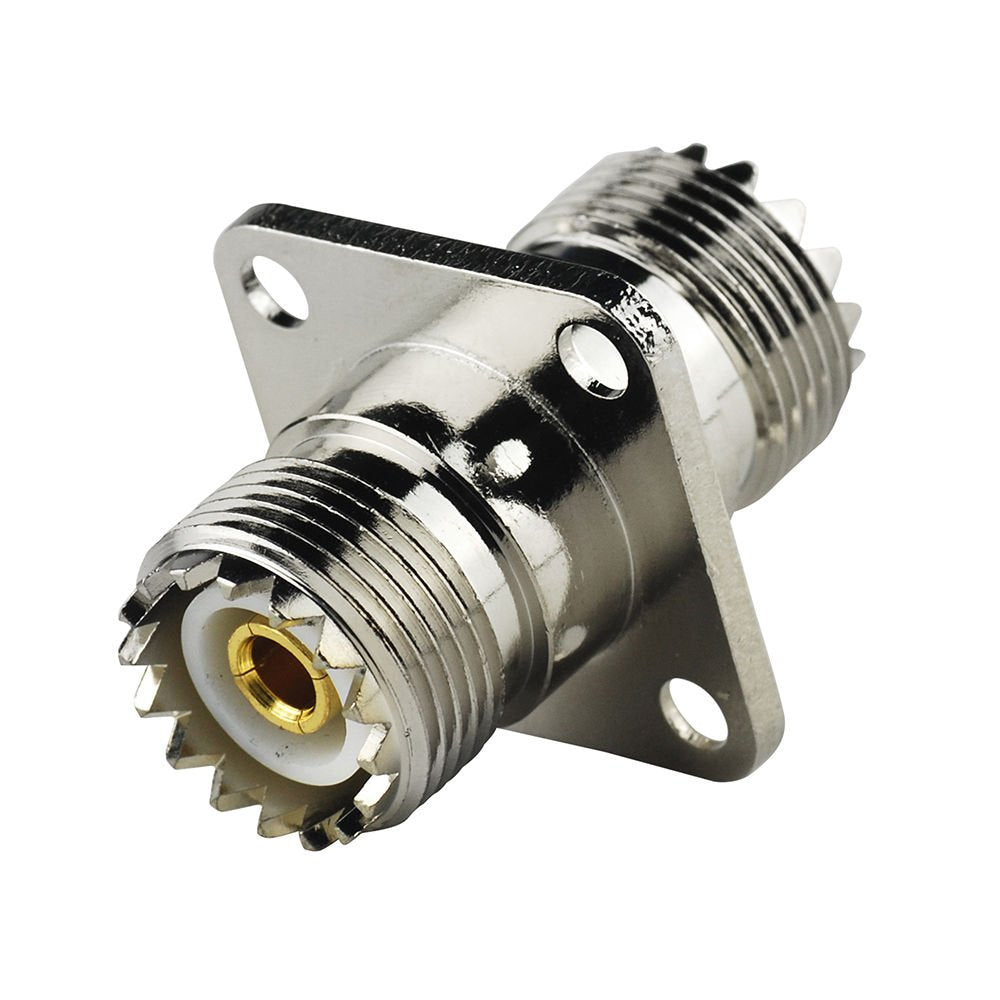 Eightwood SO239 to SO239 Chassis Mount Adapter 2-Pack | UHF Female Panel Mount Connector for CB Ham Radio, Coax Cable, Radio Antenna