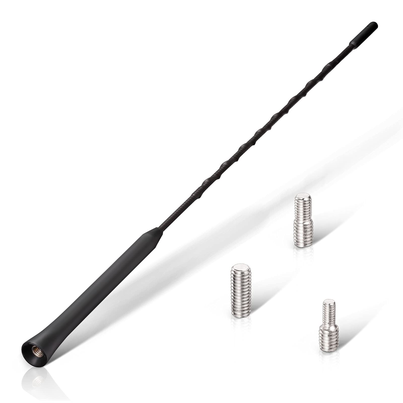 Eightwood Car Antenna Replacement 16 inch (Only for Roof-Mounted), AM FM Universal Roof Mount Car Radio Antenna Mast, Flexible Rubber Antennae with M4 M5 M6 Threaded Adapter