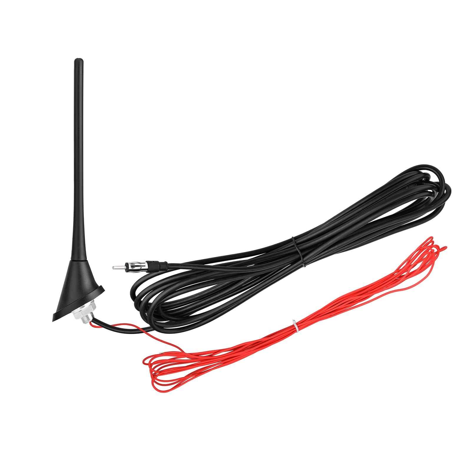Eightwood Car Stereo FM AM Radio Antenna, Universal Roof Mount Amplified Antenna with 12V Power Wire DIN Plug Connector for Vehicle Car Truck SUV Radio Stereo Receiver Media Head Unit