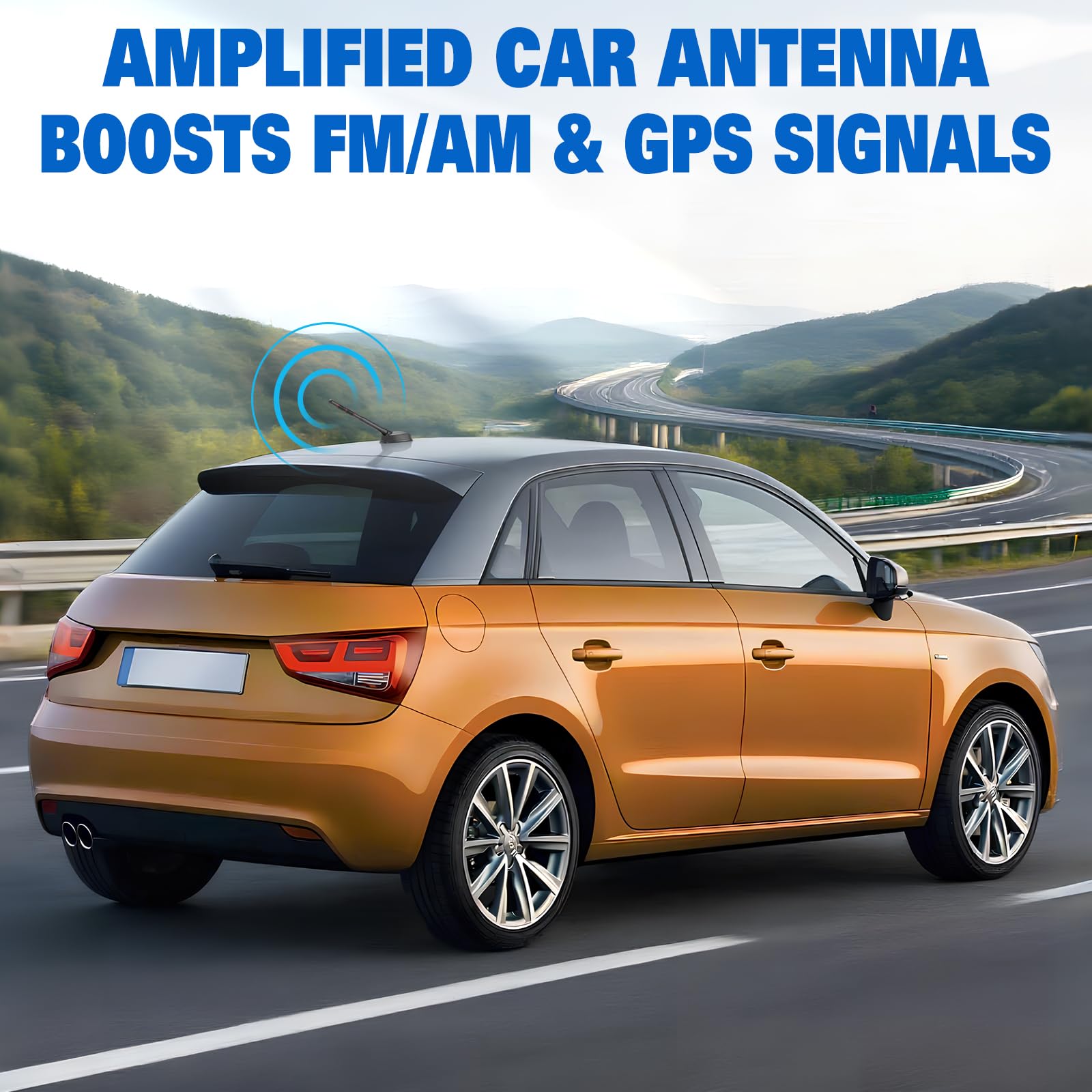 Eightwood FM/AM + GPS Combo Antenna, Amplified Roof Mount Antenna | For Car Truck SUV Boat Stereo Receiver/GPS Navigation System, 12V Power Wire, DIN Plug for AM FM Radio, SMA Connector for GPS