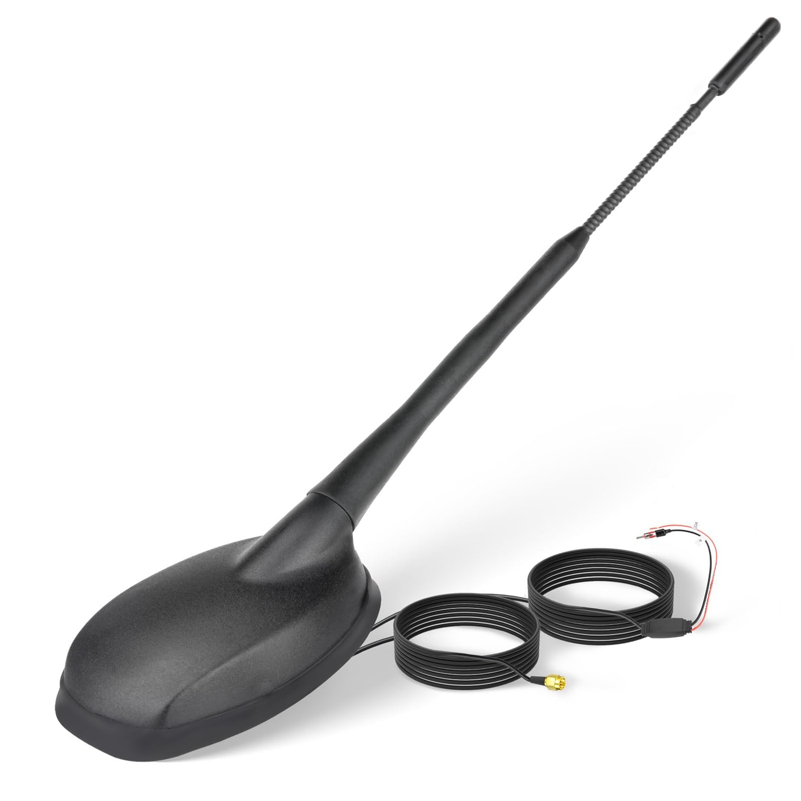 Eightwood FM/AM + GPS Car Combo Antenna, Amplified FM AM Radio Antenna and GPS SMA Antennae with 16.4 feet Cable for Car Truck SUV Marine Boat Radio Stereo Receiver Head Unit Navigation System
