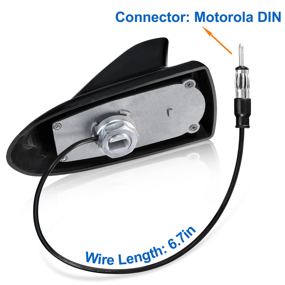 Eightwood Shark Fin Car FM Radio Antenna, Universal Roof Mount Antennae Replacement for Vehicle Car Truck Stereo Receiver Head Unit HD Radio, Drilling Required