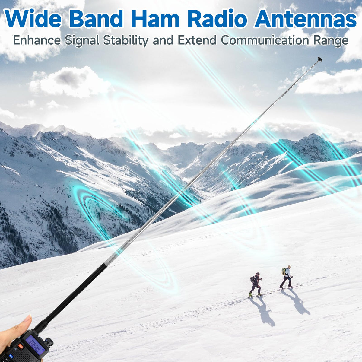 Eightwood Telescopic Handheld Ham Radio Antenna, Wide Band SMA Female | 9-Section Telescopic Antenna for Baofeng UV-5R UV-82 Two-Way Radios and Handheld Scanners, 70-1000MHz