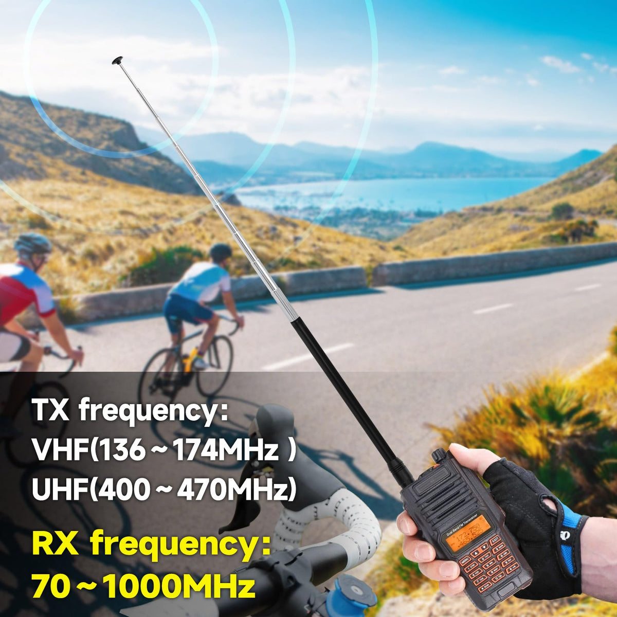 Eightwood Telescopic Handheld Ham Radio Antenna, Wide Band SMA Female | 9-Section Telescopic Antenna for Baofeng UV-5R UV-82 Two-Way Radios and Handheld Scanners, 70-1000MHz