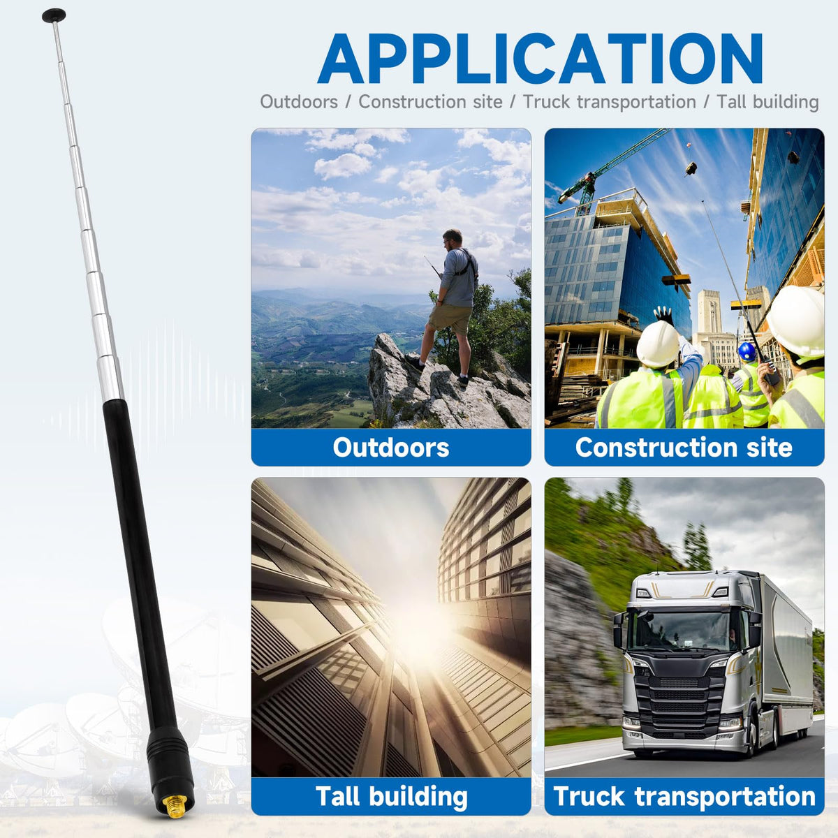 Eightwood Telescopic Handheld Ham Radio Antenna, Wide Band SMA Female | 9-Section Telescopic Antenna for Baofeng UV-5R UV-82 Two-Way Radios and Handheld Scanners, 70-1000MHz