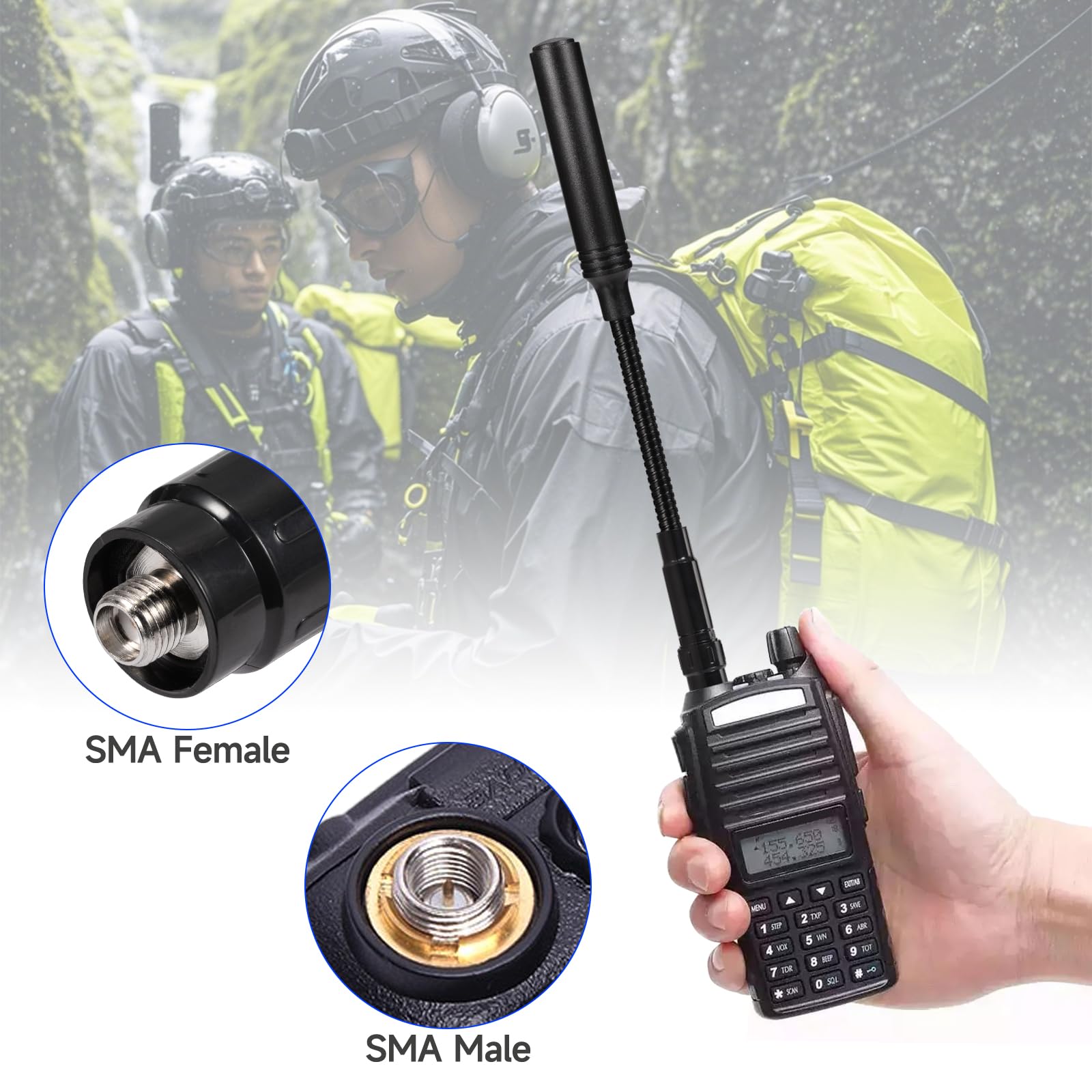Eightwood Gooseneck Ham Radio Antenna, Dual Band VHF/UHF SMA Female Antenna | Flexible Tactical Antenna for Baofeng UV-5R UV-82 BF-F8HP Two-Way Radios, 144/430MHz