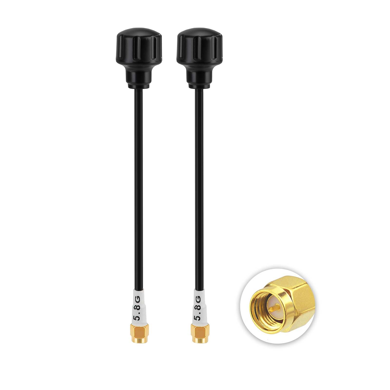 Eightwood 5dBi 5.8GHz FPV Antenna 2-Pack, SMA Male Antenna Long Range for FPV Racing Drone Quadcopeter TX/RX Goggles