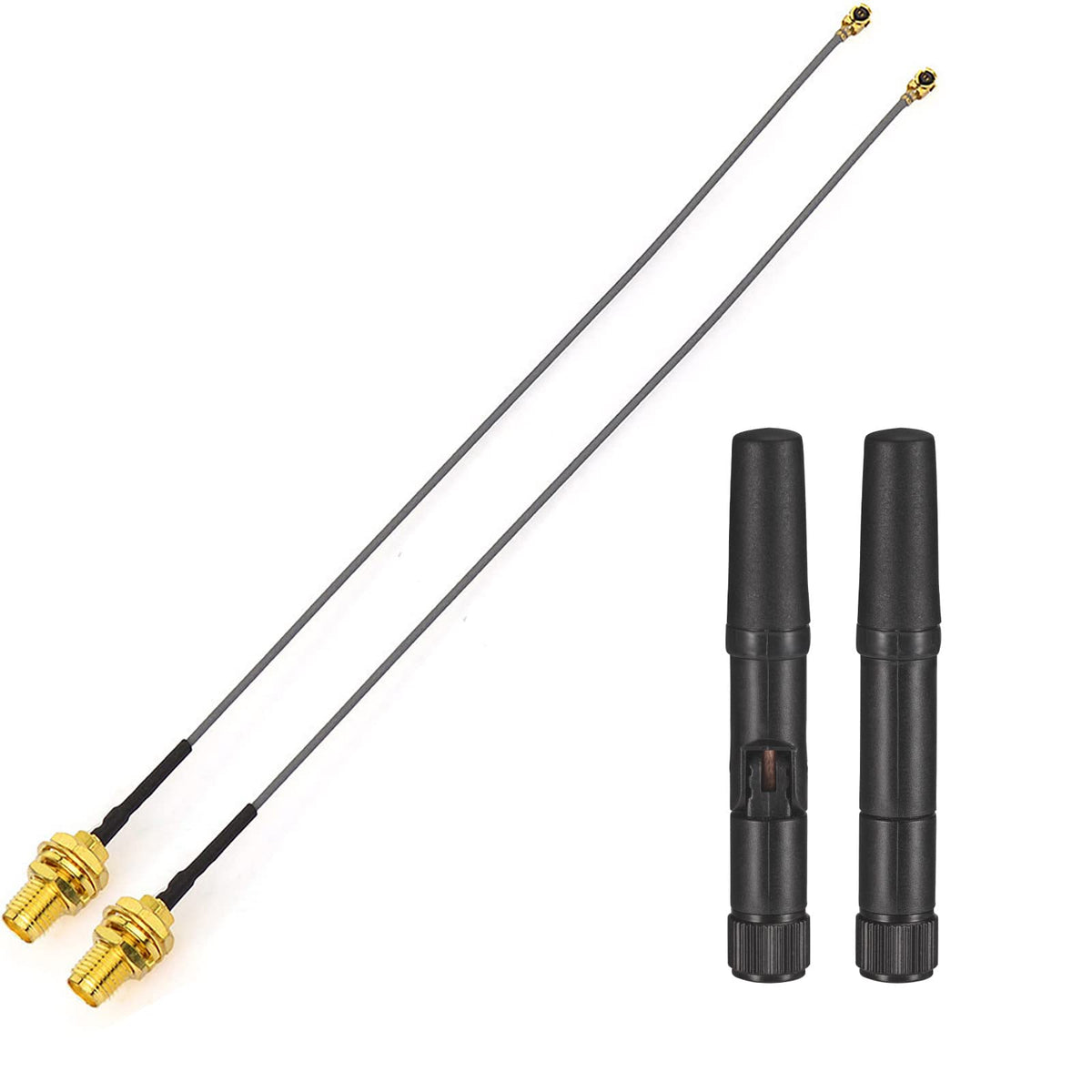 Eightwood Dual Band Small WiFi Antenna 2.4GHz 5GHz RP-SMA Male Antenna with RP-SMA Female Cable 6in for Mini PCIe Network Card