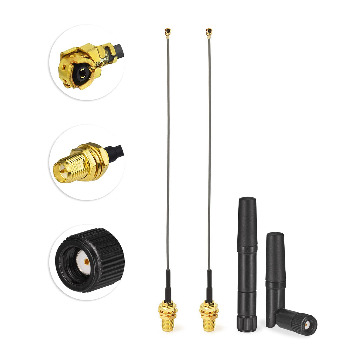Eightwood Dual Band Small WiFi Antenna 2.4GHz 5GHz RP-SMA Male Antenna with RP-SMA Female Cable 6in for Mini PCIe Network Card