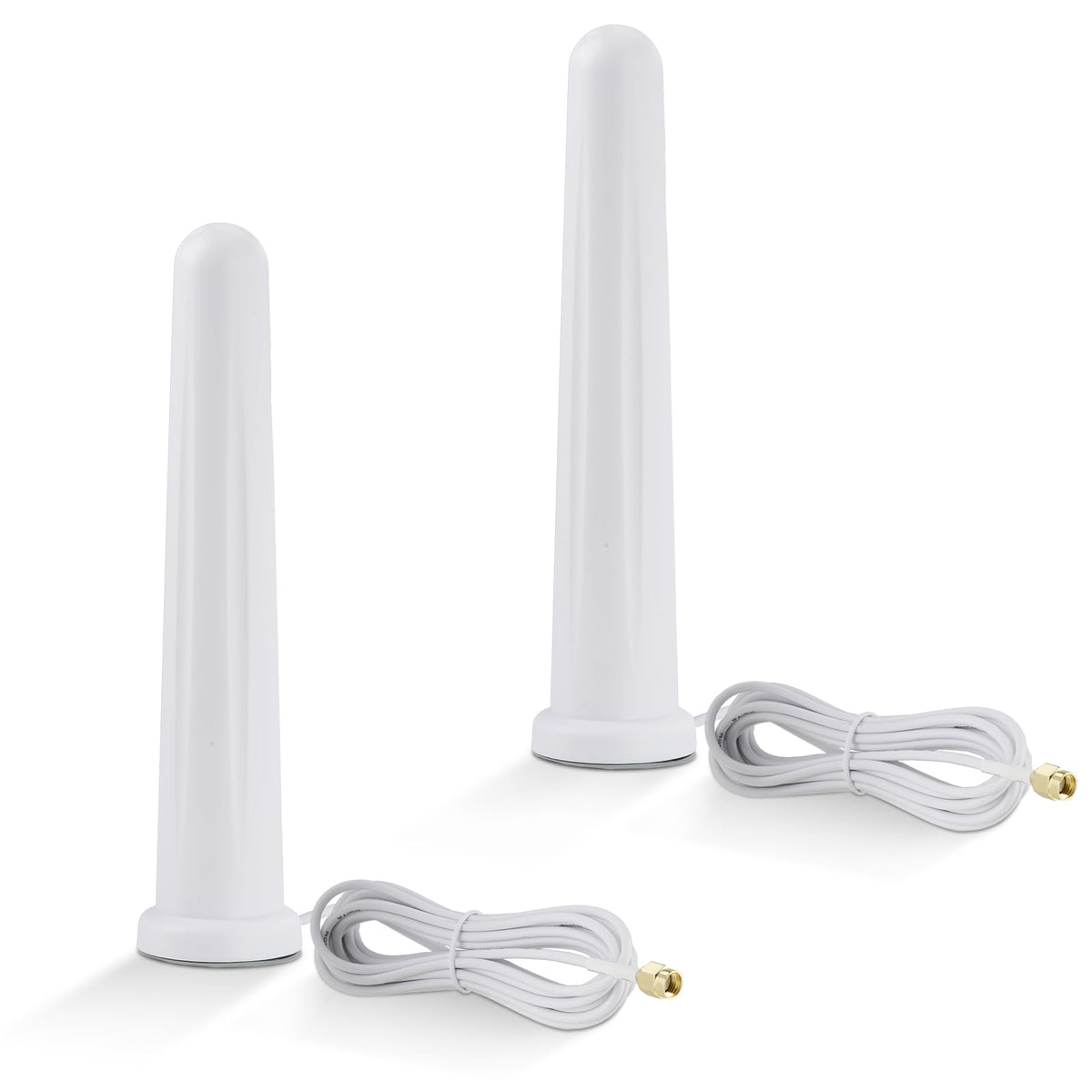 Eightwood Dual Band WiFi Antenna, 2.4GHz 5GHz, White, RP-SMA Male Connector | 9.8ft Cable, Magnetic Base, 2-Pack, for Desktop PC Motherboard, PCIe Bluetooth Card, WiFi Outer, Hotspot, Security Camera